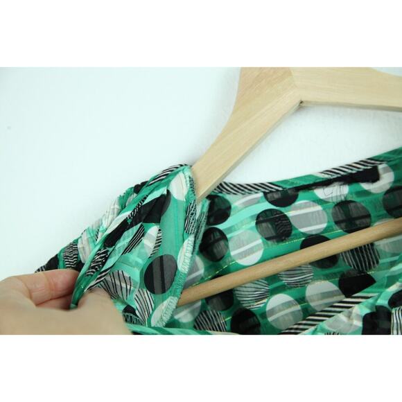 Women's XL ? Tunic Top Sheer Metallic Pleated Festive Holiday Boho Geometric - Picture 8 of 10